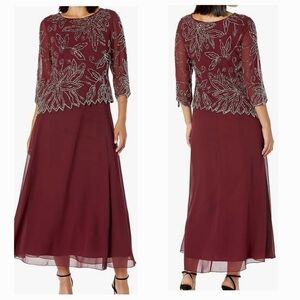 J Kara Women's BOAD Neck Asymetrical Beaded Dress